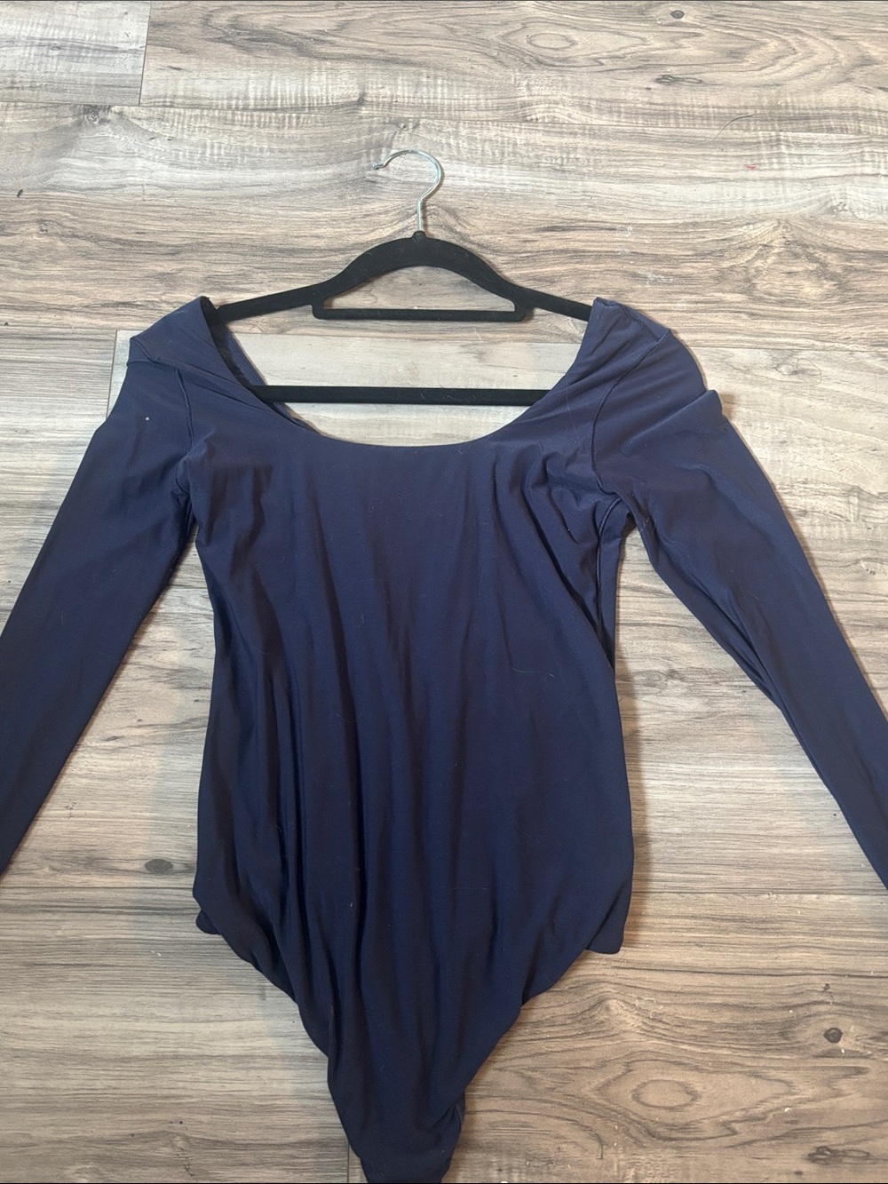 aerie Navy Long-Sleeve Scoop Neck Bodysuit